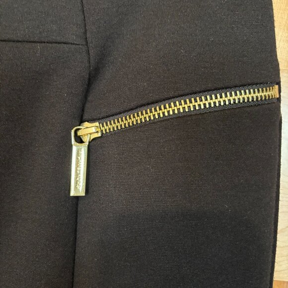 Michael Kors Knit Black Lined Pencil Skirt Gold Tone Zippers Size 6 - Picture 2 of 8